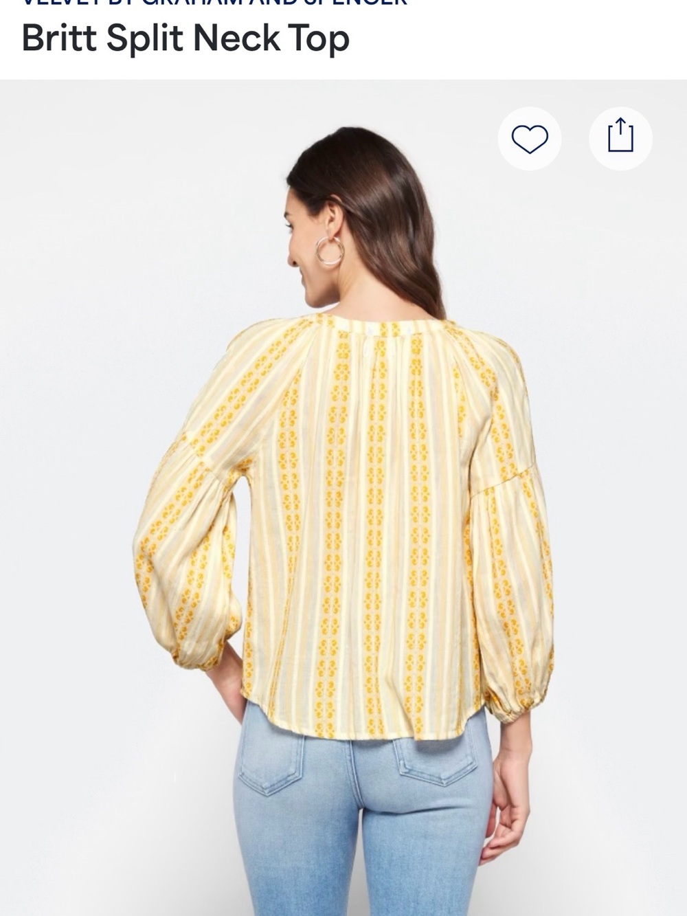 Velvet by Graham & Spencer Yellow and White Striped Embroidered Boho Blouse - Picture 3 of 13